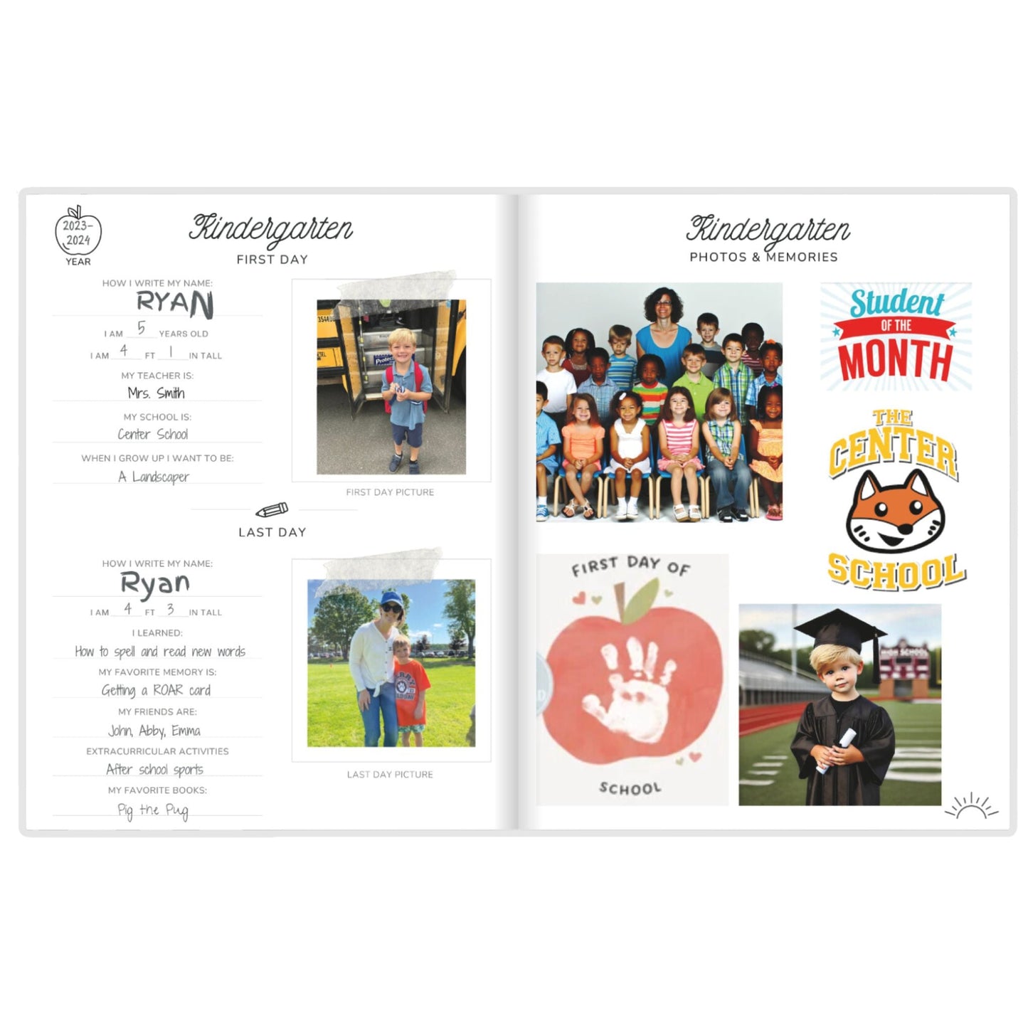 Classic Blue Gingham School Memory Journal
