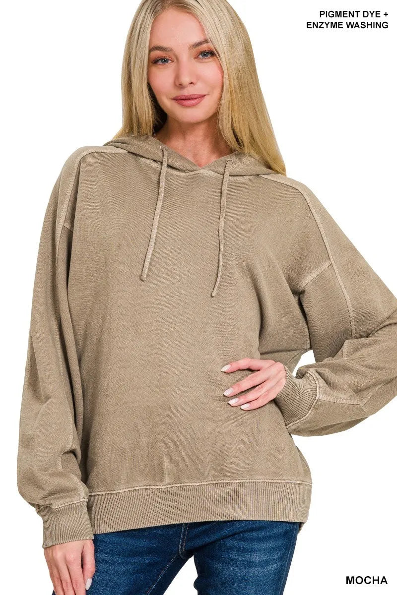 French Terry Pigment Dye & Enzyme Washing Hoodie
