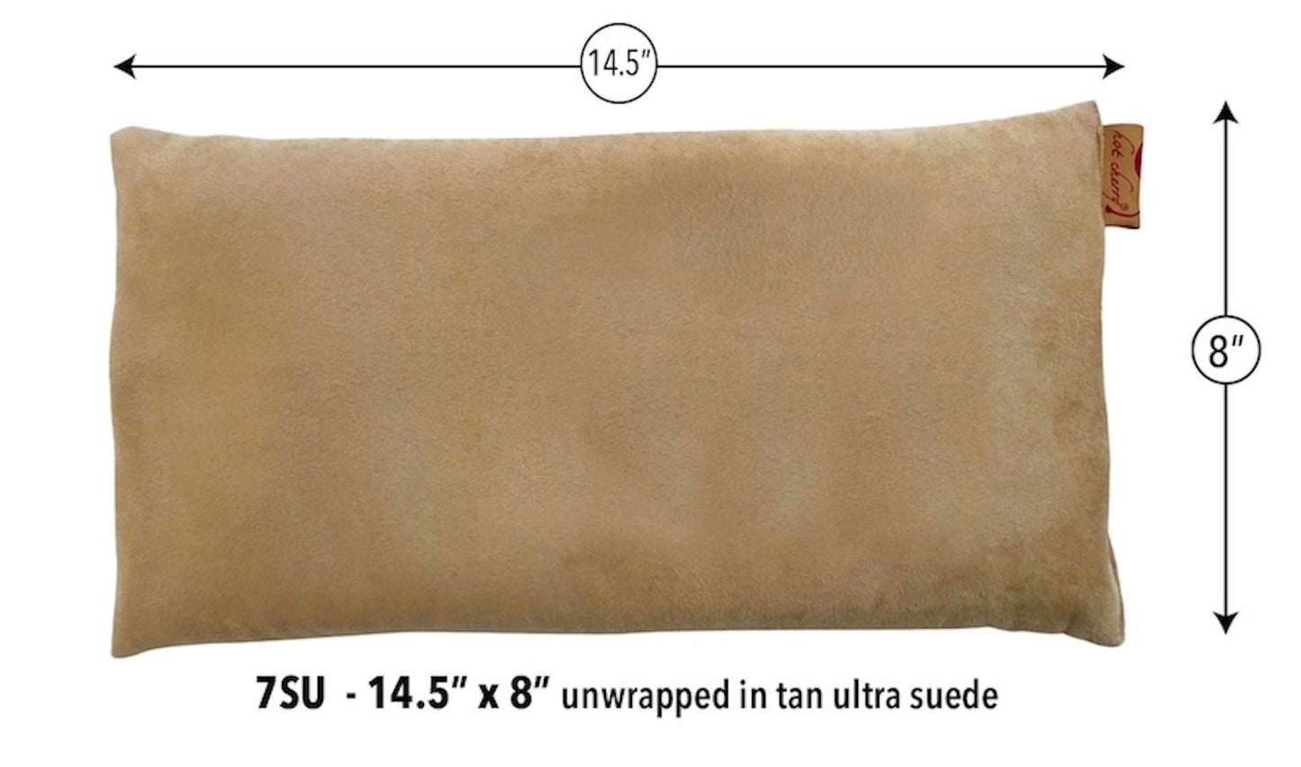 Hot Cherry Large Rectangle Cherry Stone Pillow in Tan Ultra-Suede