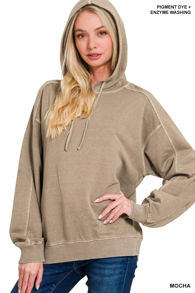 French Terry Pigment Dye & Enzyme Washing Hoodie