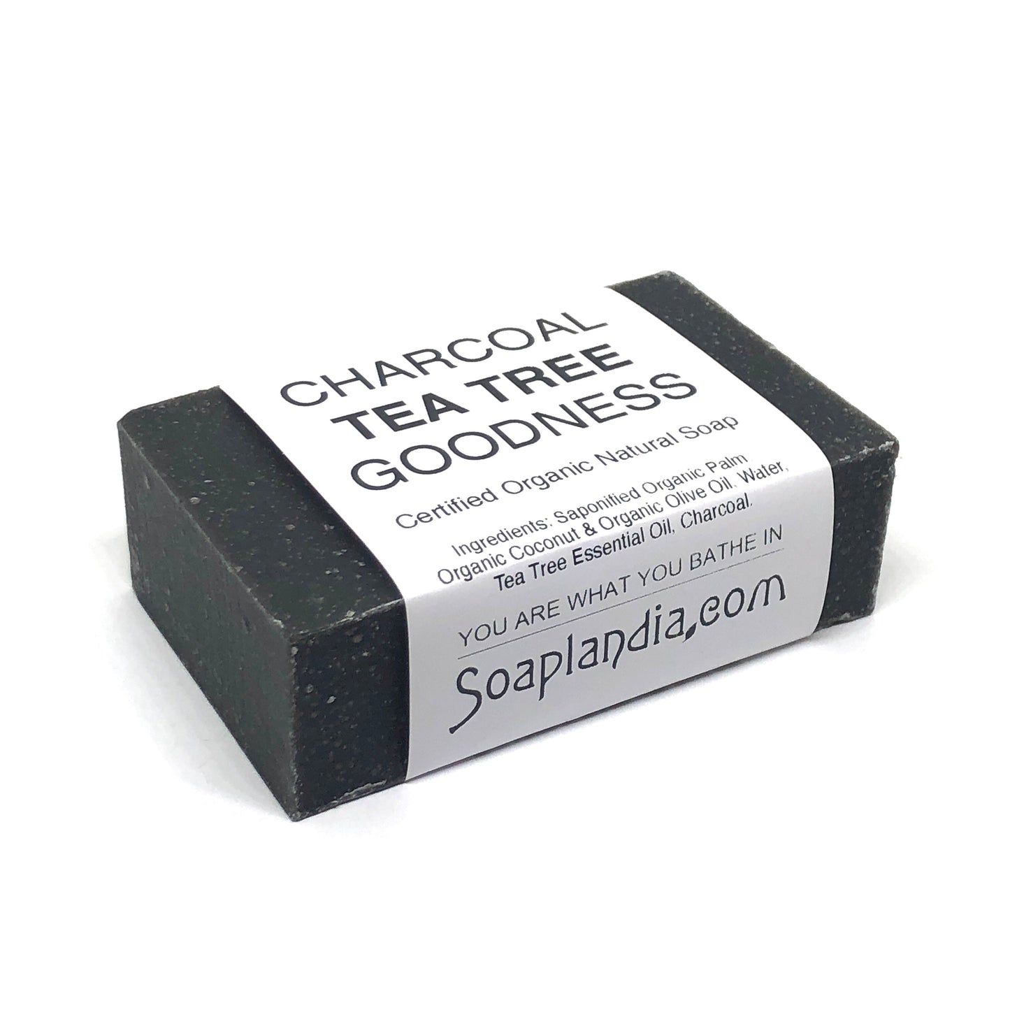 Soaplandia Soap Store Charcoal Tea Tree Goodness Bar Soap, Certified Organic