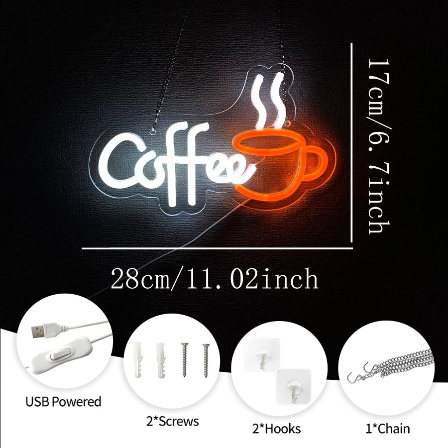 Coffee Neon Sign, Coffee Cup Led