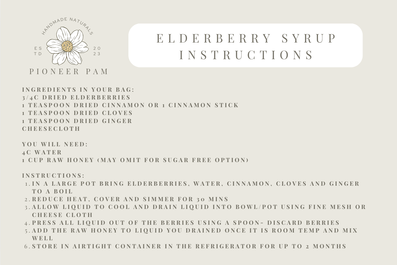 Pioneer Pam DIY Elderberry Syrup Kit