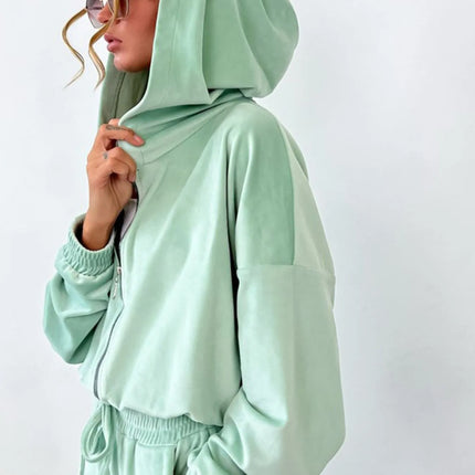 Zip Up Long Sleeve Top and Pants Set