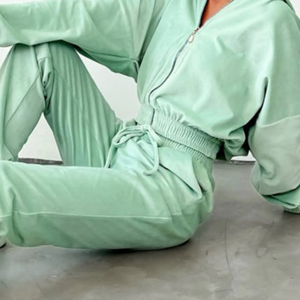 Zip Up Long Sleeve Top and Pants Set