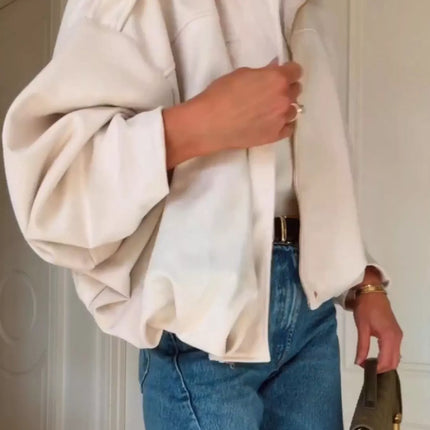 Zip Up Dropped Shoulder Suede Jacket