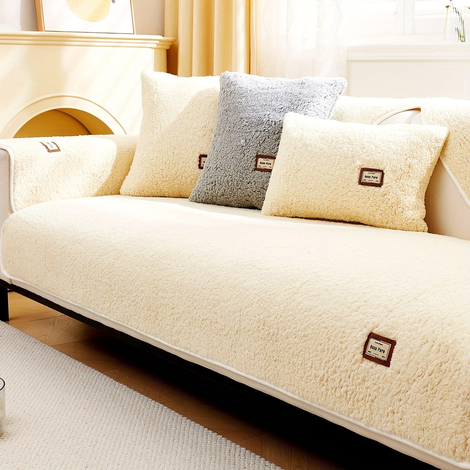 Durable 3 cushion couch cover | High-Quality Plush Sherpa Sofa Cover