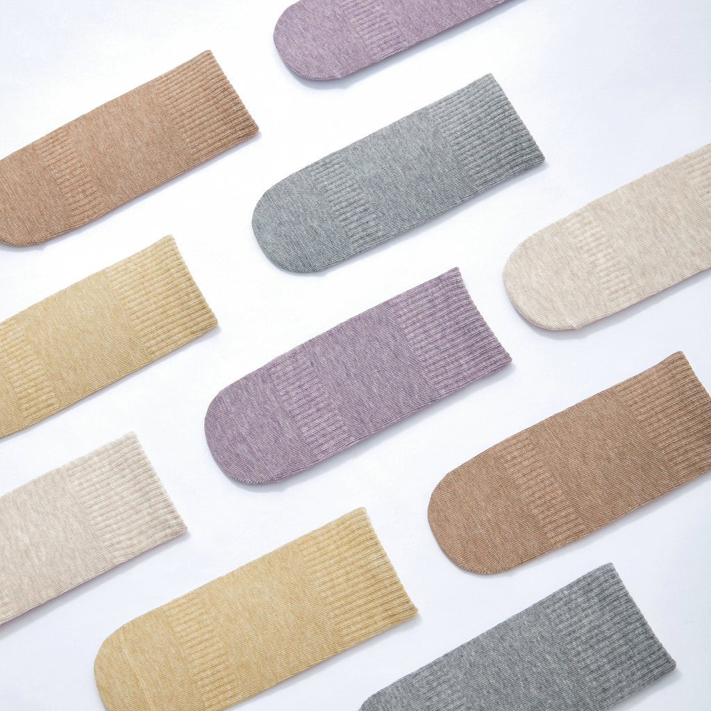 New- Organic Cotton Socks- Grey & Lemon- 4 Pairs of Stay-On Baby & Toddler Non-Slip Socks