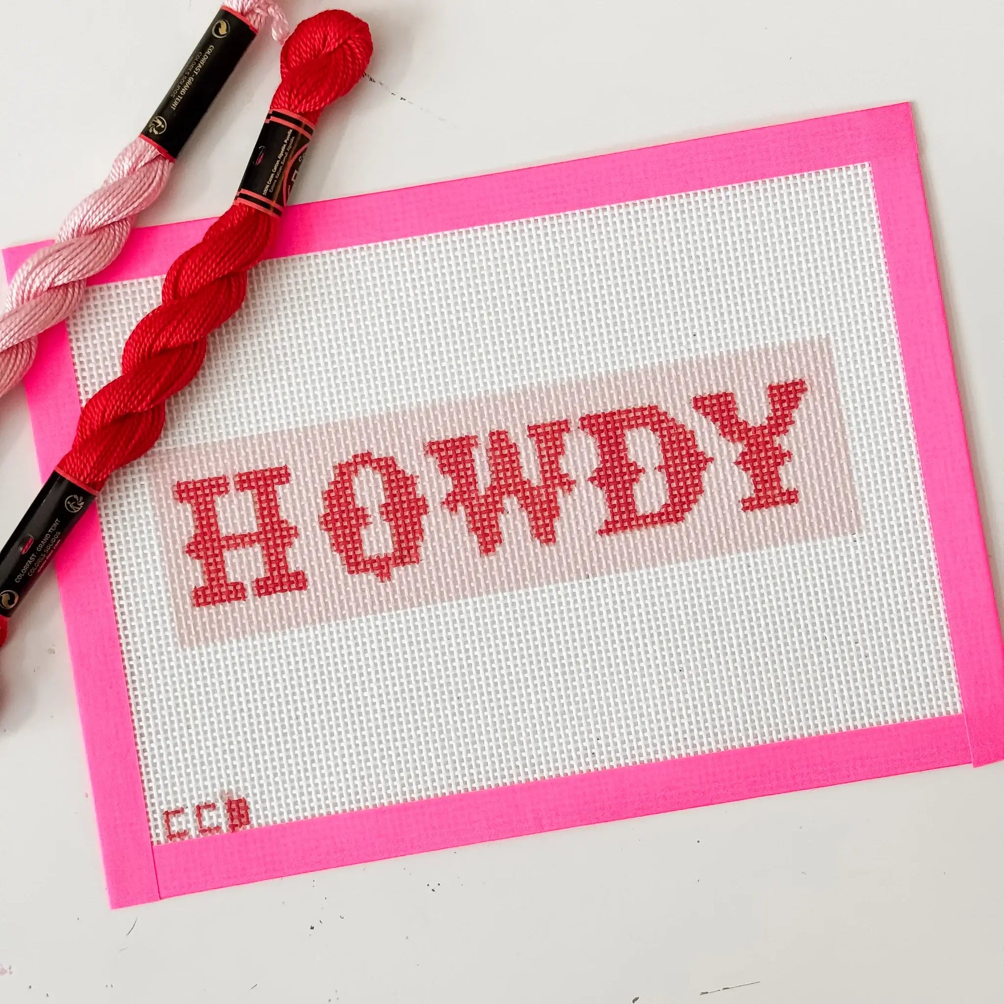 Cotswold Co Designs - Hand-Painted “Howdy” Bookmark Needlepoint Canvas | 2” x 7” 