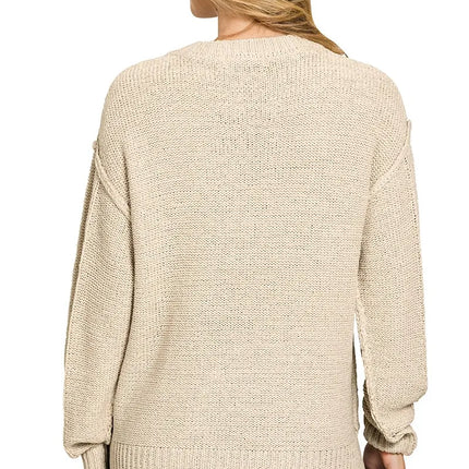 Exposed Seam Round Neck Sweater