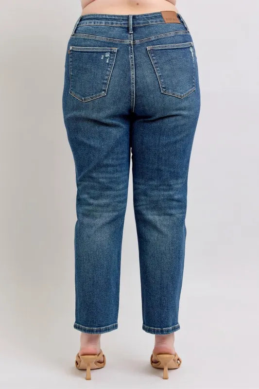 Judy Blue Full Size High Waisted Rigid Magic Non-destroy Straight Leg Jeans