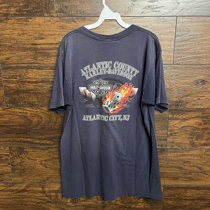 Faded Harley Davidson Pocket Tee Aces Fire Dice - XL