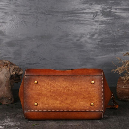Mandala Embossed Leather Shoulder Bag
