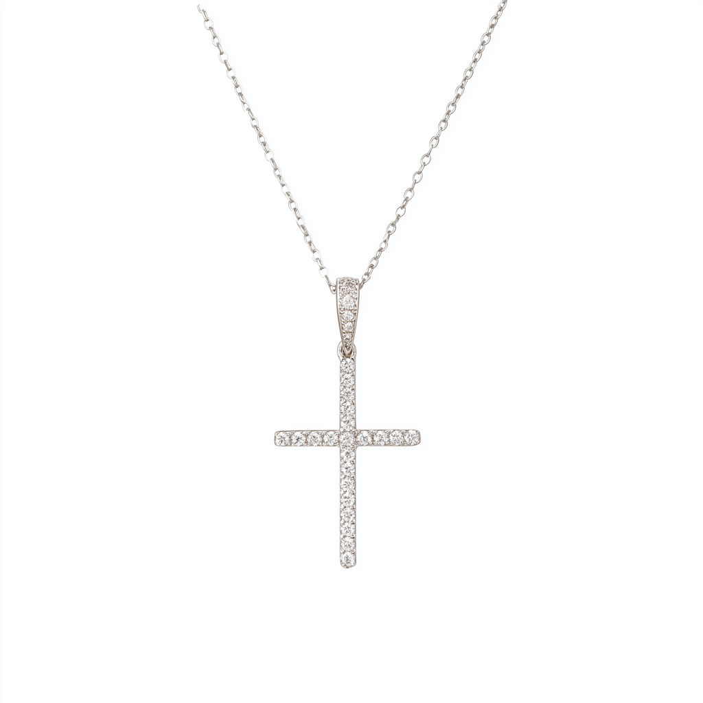 Moissanite Cross Necklace for Women – 925 Sterling Silver