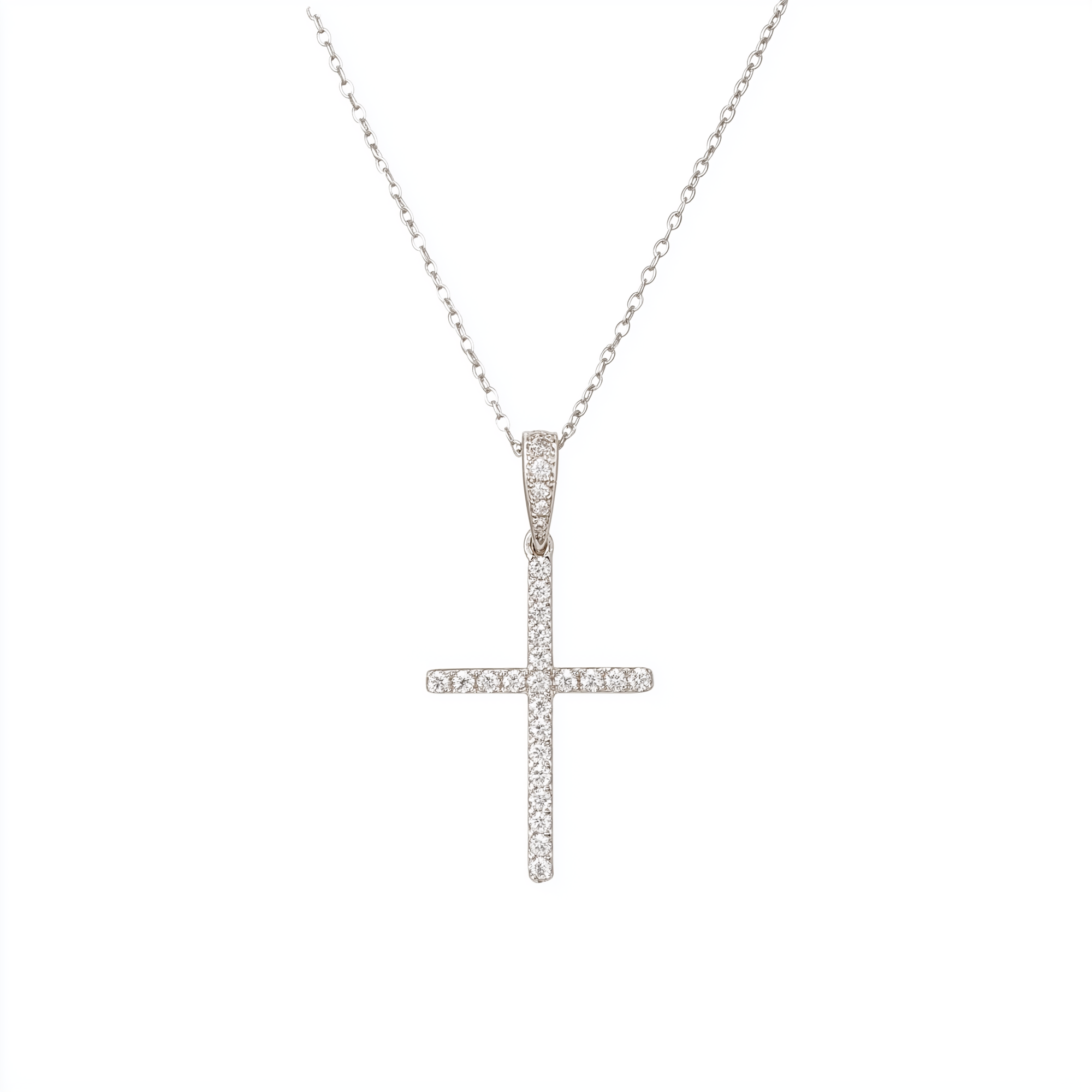 Moissanite Cross Necklace for Women – 925 Sterling Silver