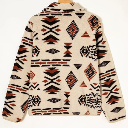 Western Aztec Half Zip Plush Sweatshirt