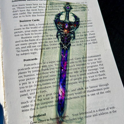 Hero’s Sword Bookmark – Dark Fantasy Blade with Amethyst Core | Gothic Warrior Gift for Book Lovers