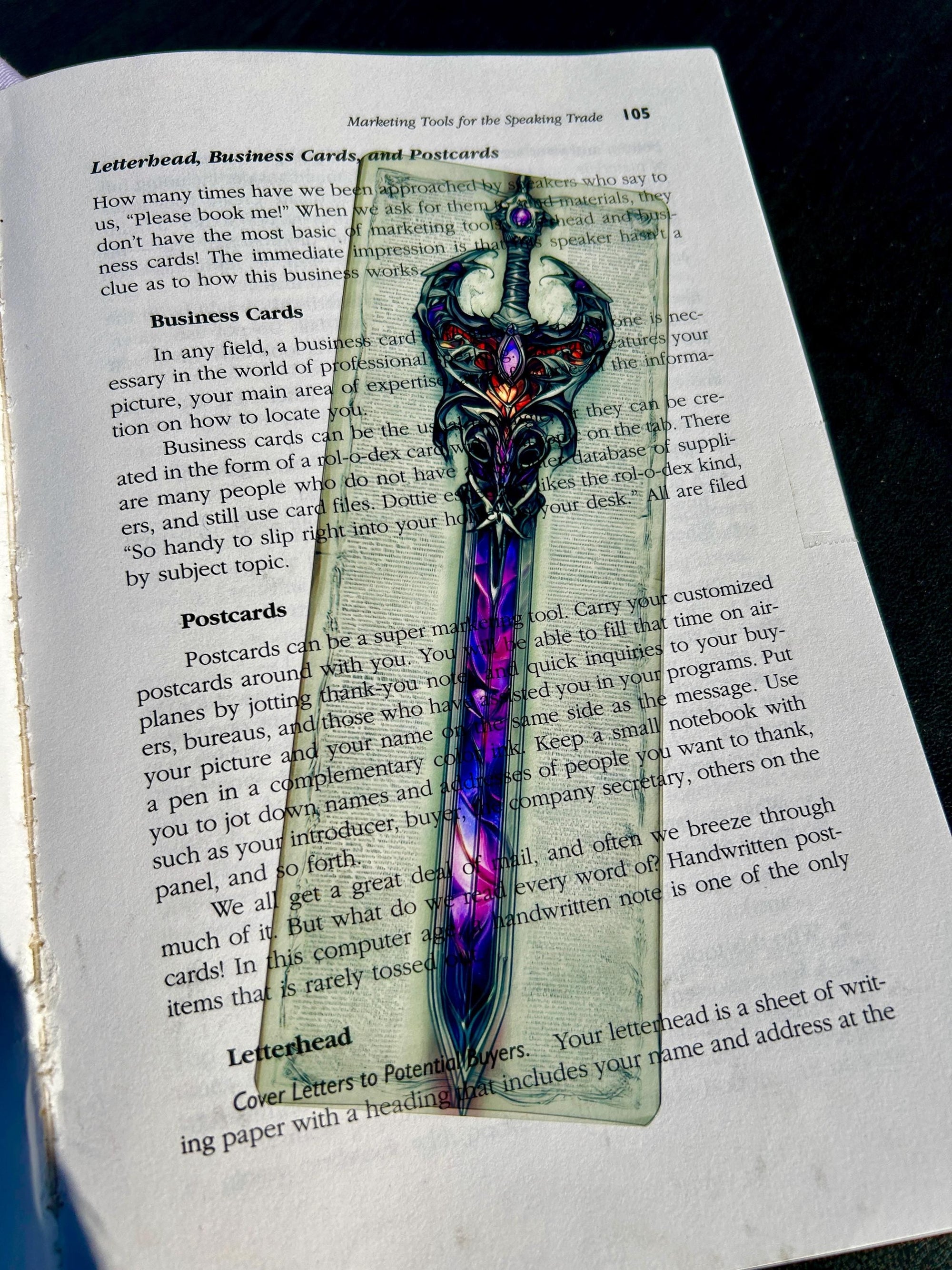 Hero’s Sword Bookmark – Dark Fantasy Blade with Amethyst Core | Gothic Warrior Gift for Book Lovers