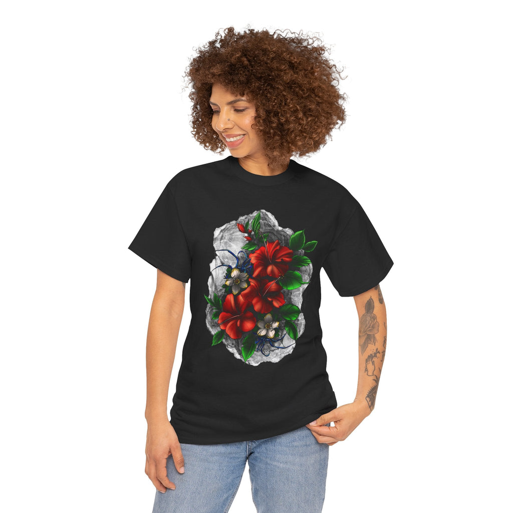Crimson Bloom Tattoo T-Shirt – Lara Davenport x Trash Cult Supply Co. Collab (Gildan 5000)