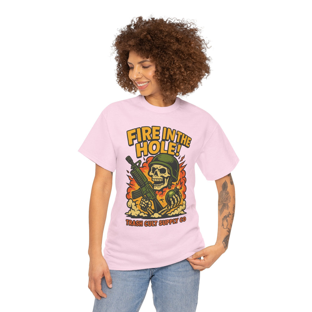 Fire in the Hole! Skeleton Soldier T-Shirt – Trash Cult Supply Co. | Gildan 5000 Combat Graphic Tee