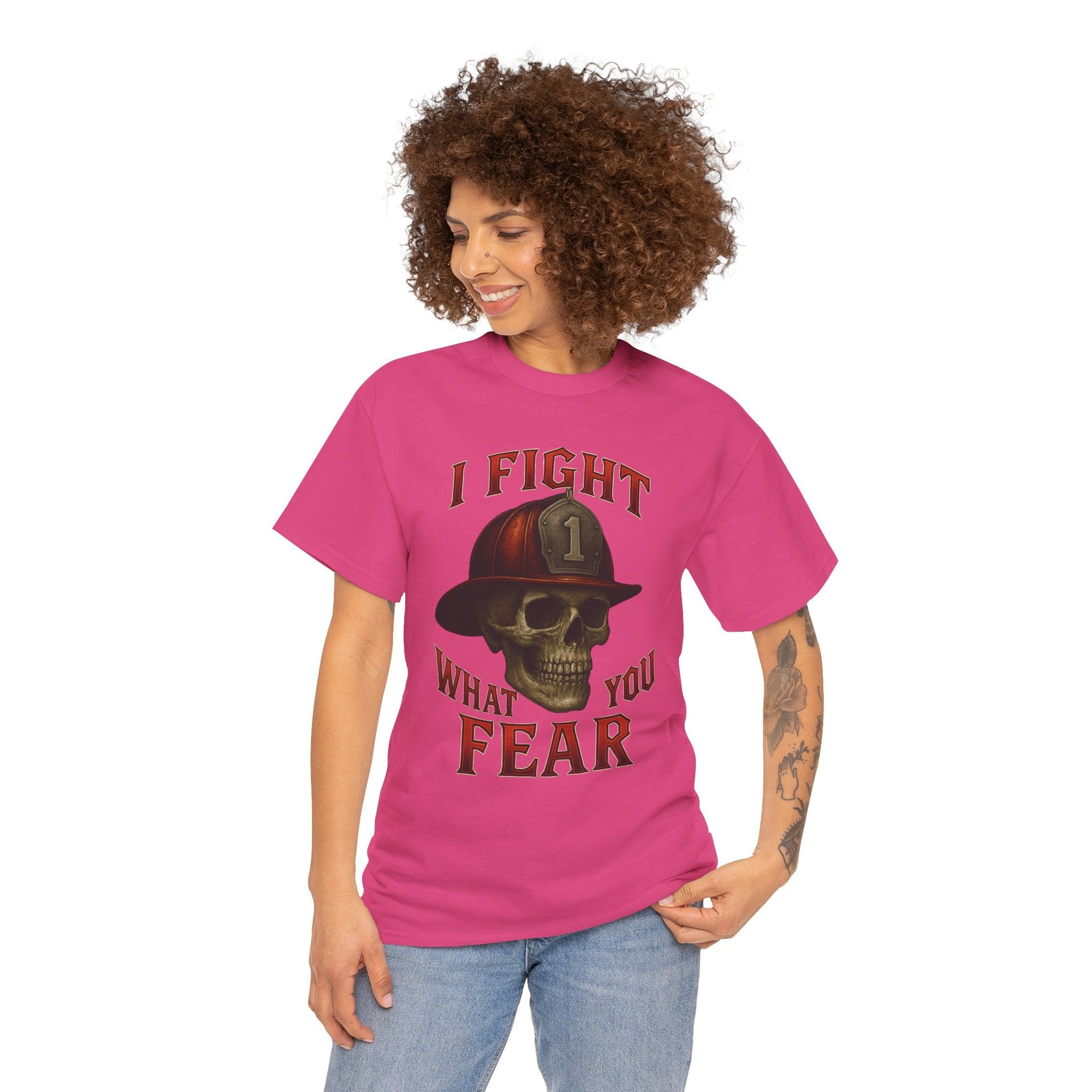 Skull Firefighter Tee - I Fight What You Fear, Casual Shirt, Gift for Firefighters, Halloween Costume, Unisex Apparel