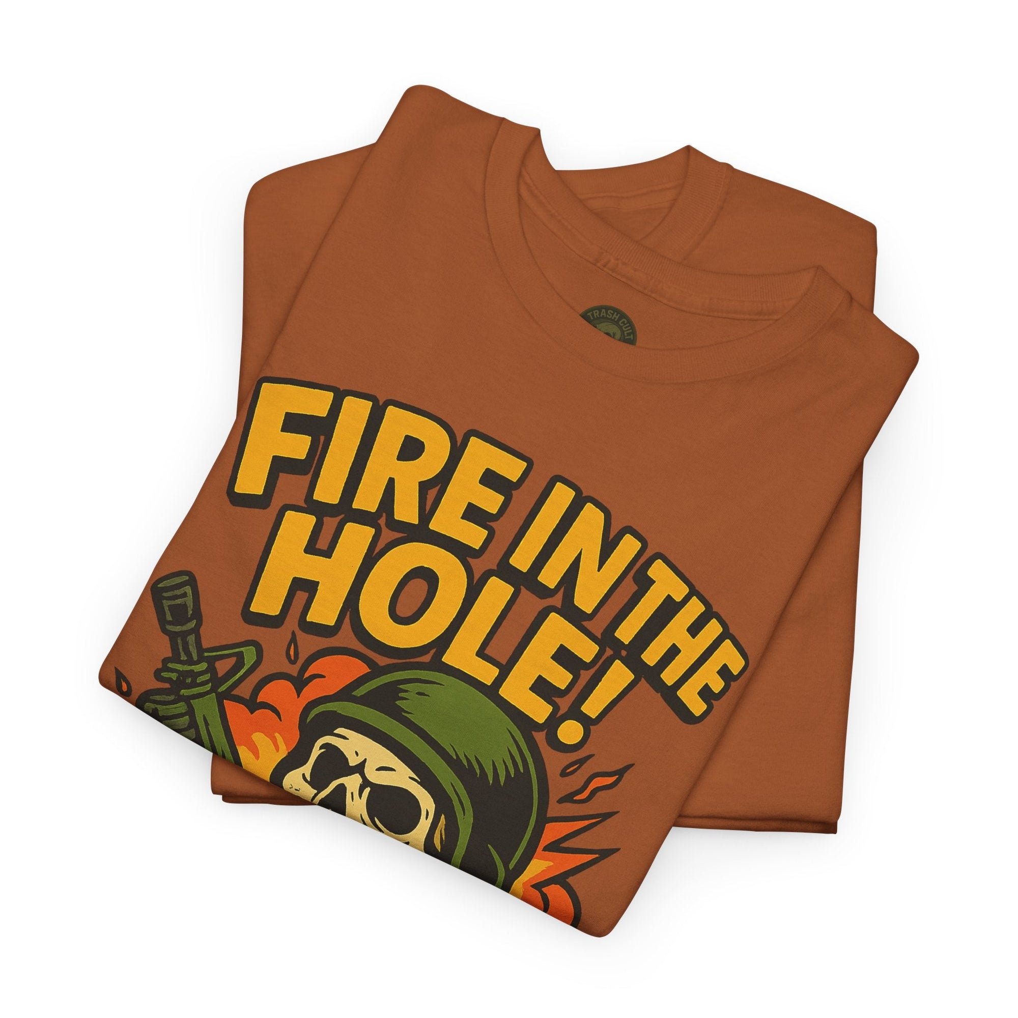 Fire in the Hole! Skeleton Soldier T-Shirt – Trash Cult Supply Co. | Gildan 5000 Combat Graphic Tee