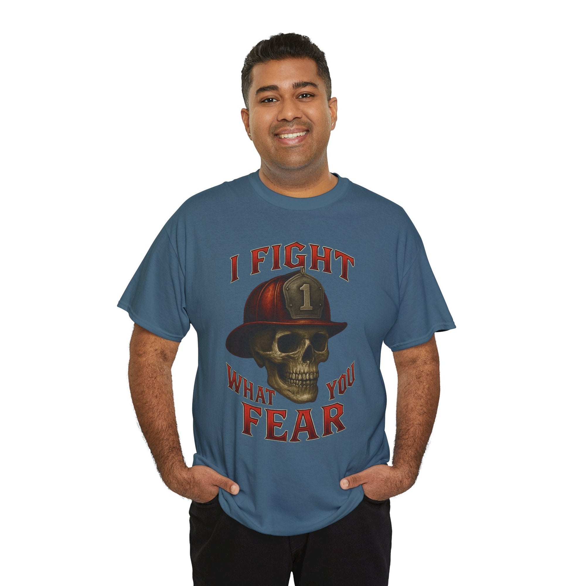 Skull Firefighter Tee - I Fight What You Fear, Casual Shirt, Gift for Firefighters, Halloween Costume, Unisex Apparel