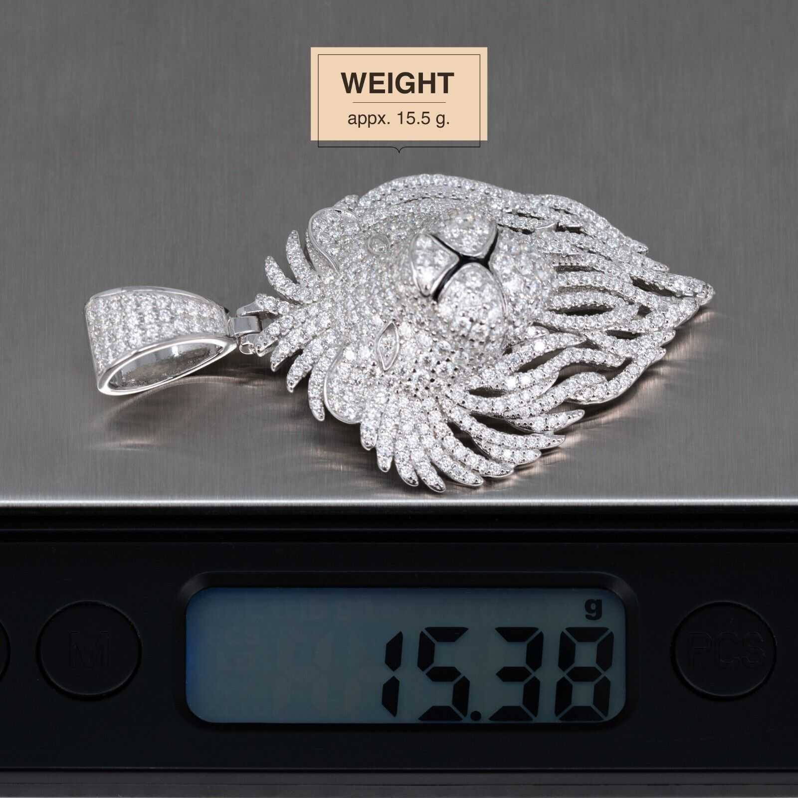 Moissanite Lion Head Iced Pendant 925 Sterling Silver Hip Hop Men Jewelry