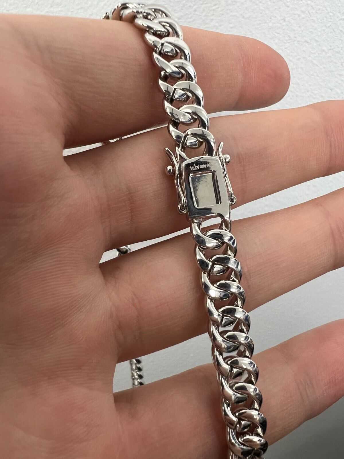 Mens Solid 925 Sterling Silver Moissanite Cuban Link Chain Hip Hop Necklace