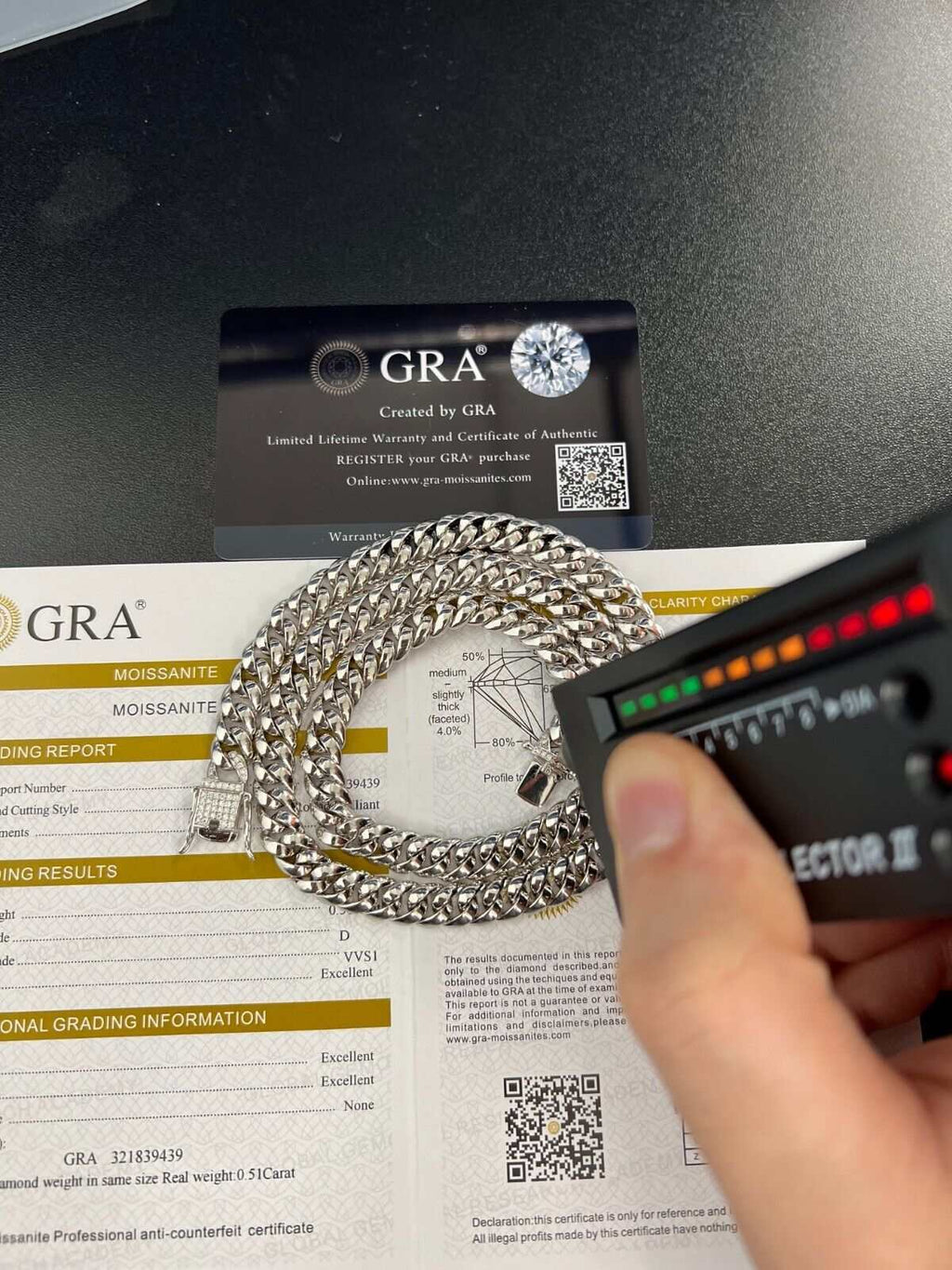 Mens Solid 925 Sterling Silver Moissanite Cuban Link Chain Hip Hop Necklace