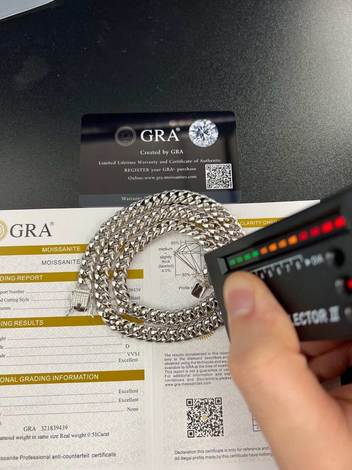 Mens Solid 925 Sterling Silver Moissanite Cuban Link Chain Hip Hop Necklace