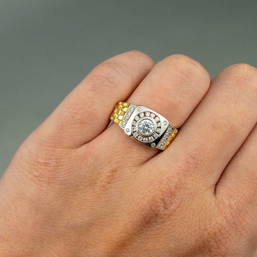 10K Vermeil Gold Watch Design Ring - 925 Sterling Silver