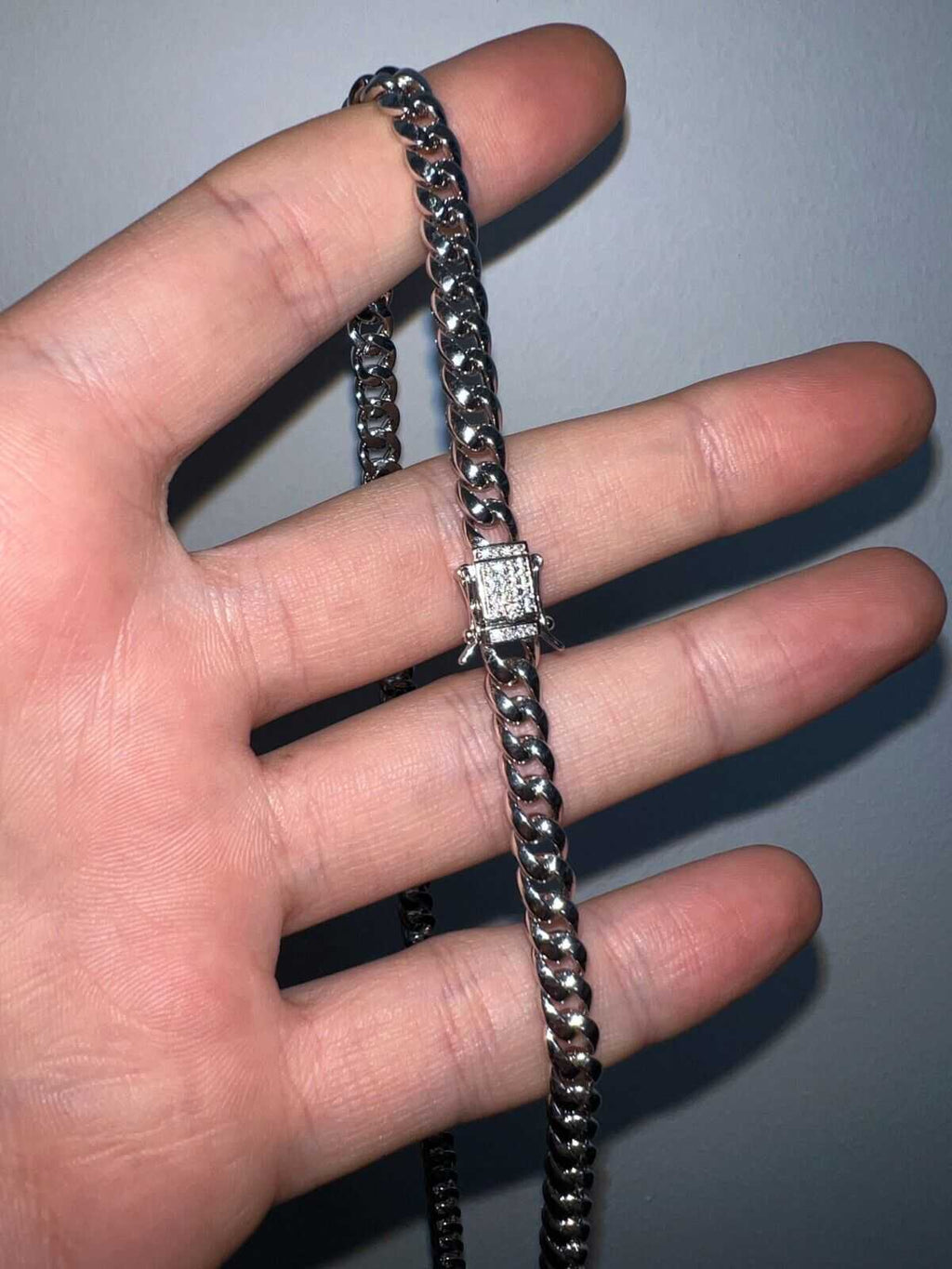 Men's Moissanite Real Cuban Curb Link Chain Hip Hop Solid 925 Silver Necklace