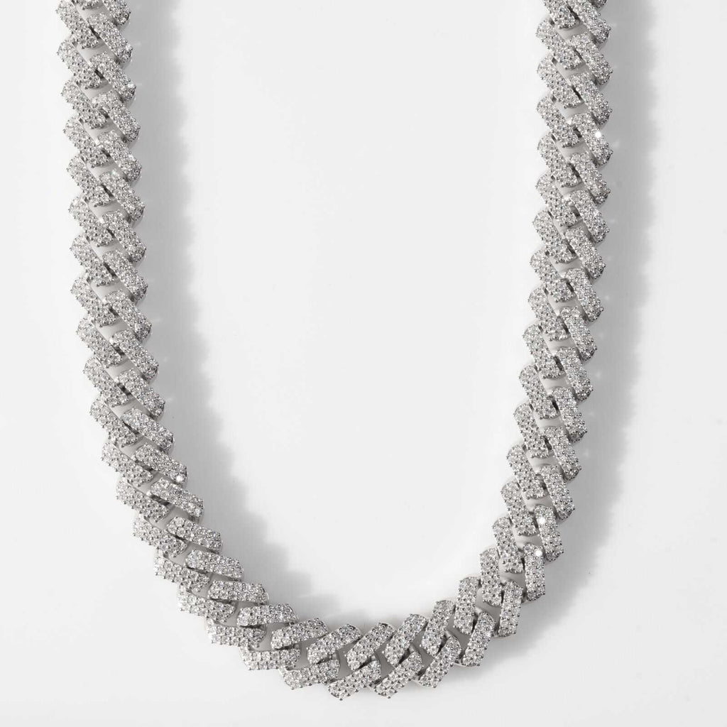 23.97ct Moissanite Real Miami Cuban Link Chain Iced Hip Hop 925 Silver Necklace