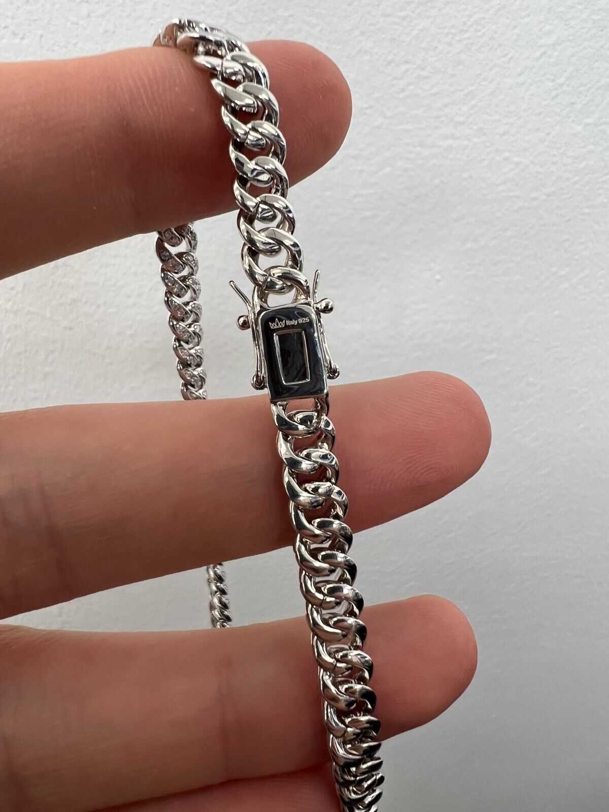 Mens Real Moissanite Iced Cuban Link Chain Solid 925 Sterling Silver Hip Hop