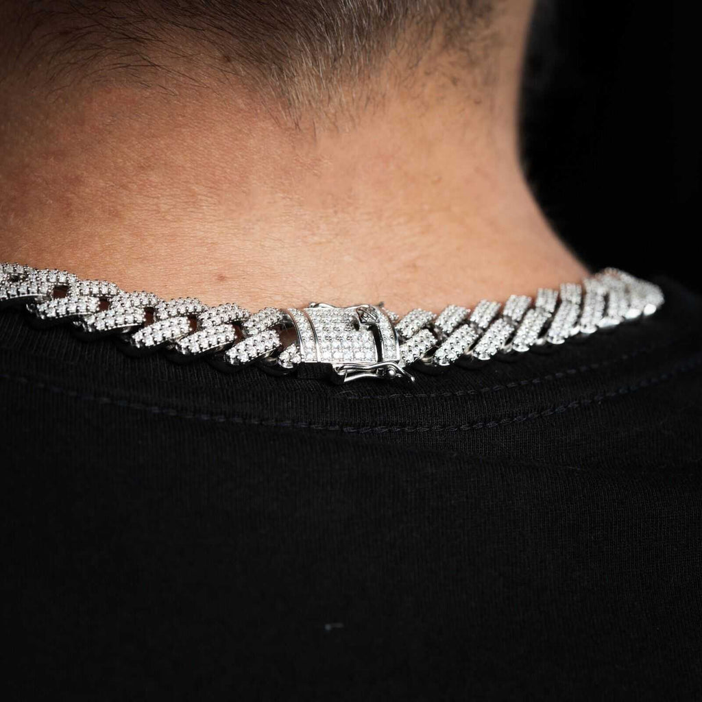 23.97ct Moissanite Real Miami Cuban Link Chain Iced Hip Hop 925 Silver Necklace