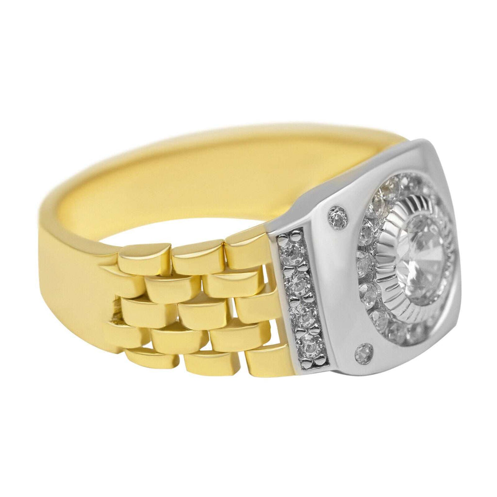 10K Vermeil Gold Watch Design Ring - 925 Sterling Silver