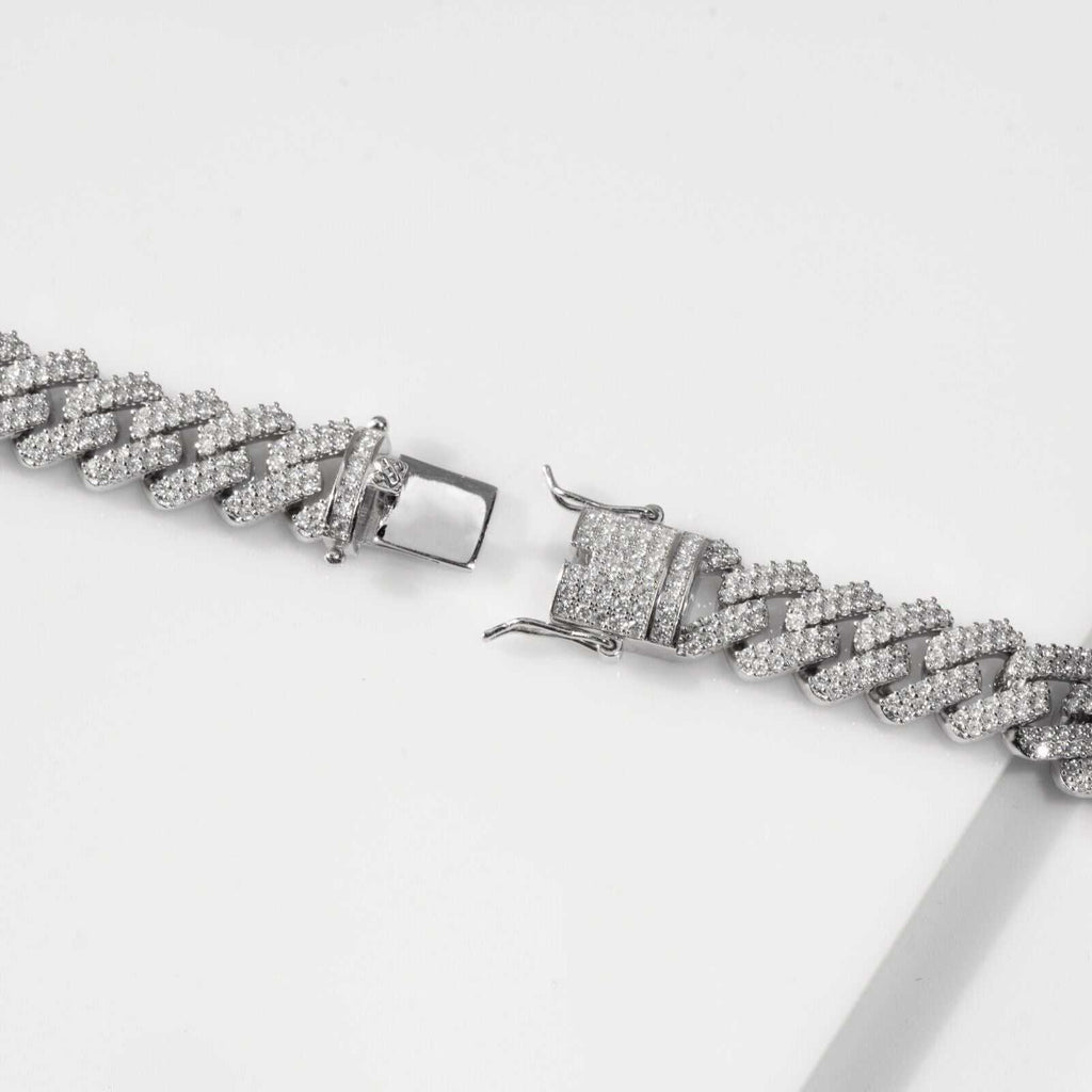23.97ct Moissanite Real Miami Cuban Link Chain Iced Hip Hop 925 Silver Necklace