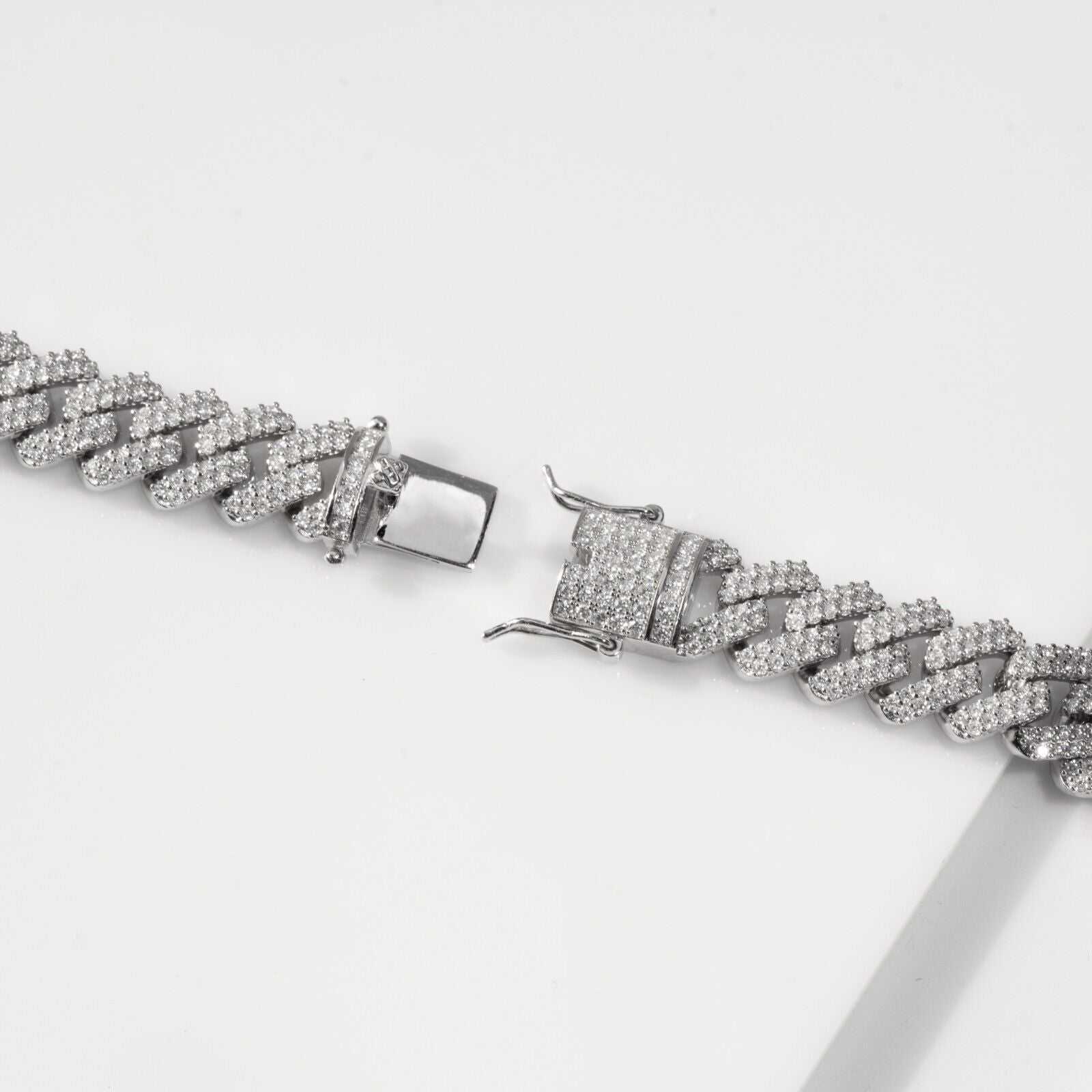 23.97ct Moissanite Real Miami Cuban Link Chain Iced Hip Hop 925 Silver Necklace