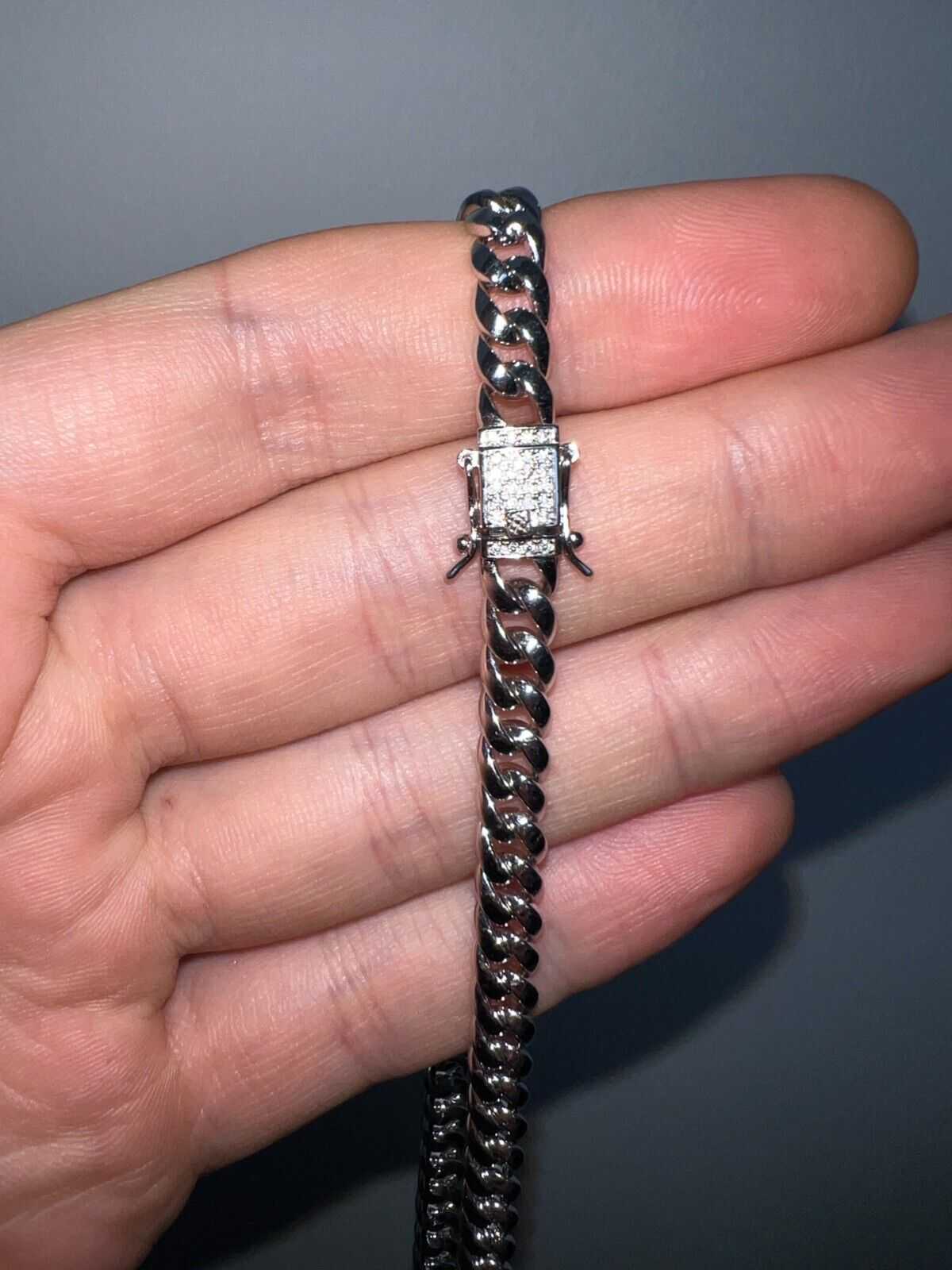 Men's Moissanite Real Cuban Curb Link Chain Hip Hop Solid 925 Silver Necklace