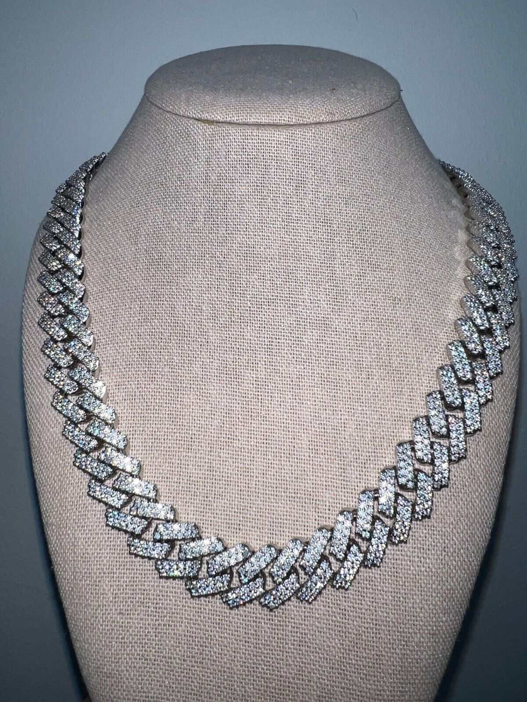 23.97ct Moissanite Real Miami Cuban Link Chain Iced Hip Hop 925 Silver Necklace