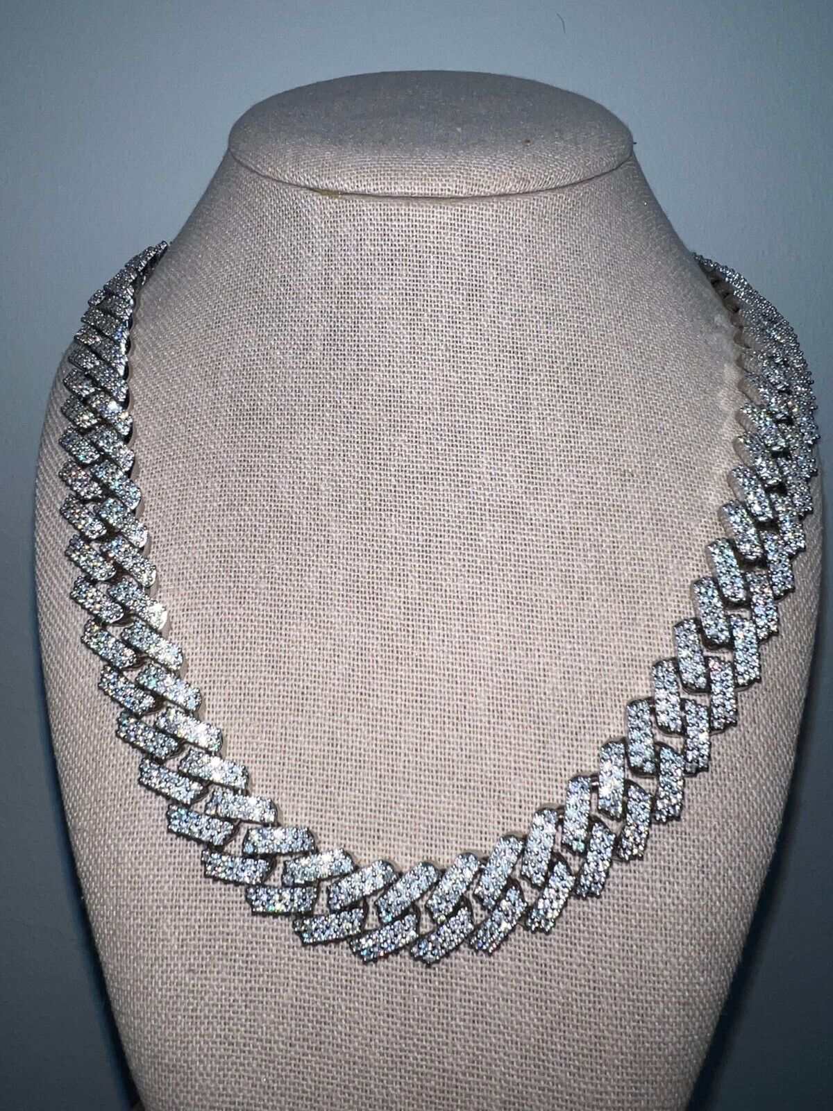 23.97ct Moissanite Real Miami Cuban Link Chain Iced Hip Hop 925 Silver Necklace