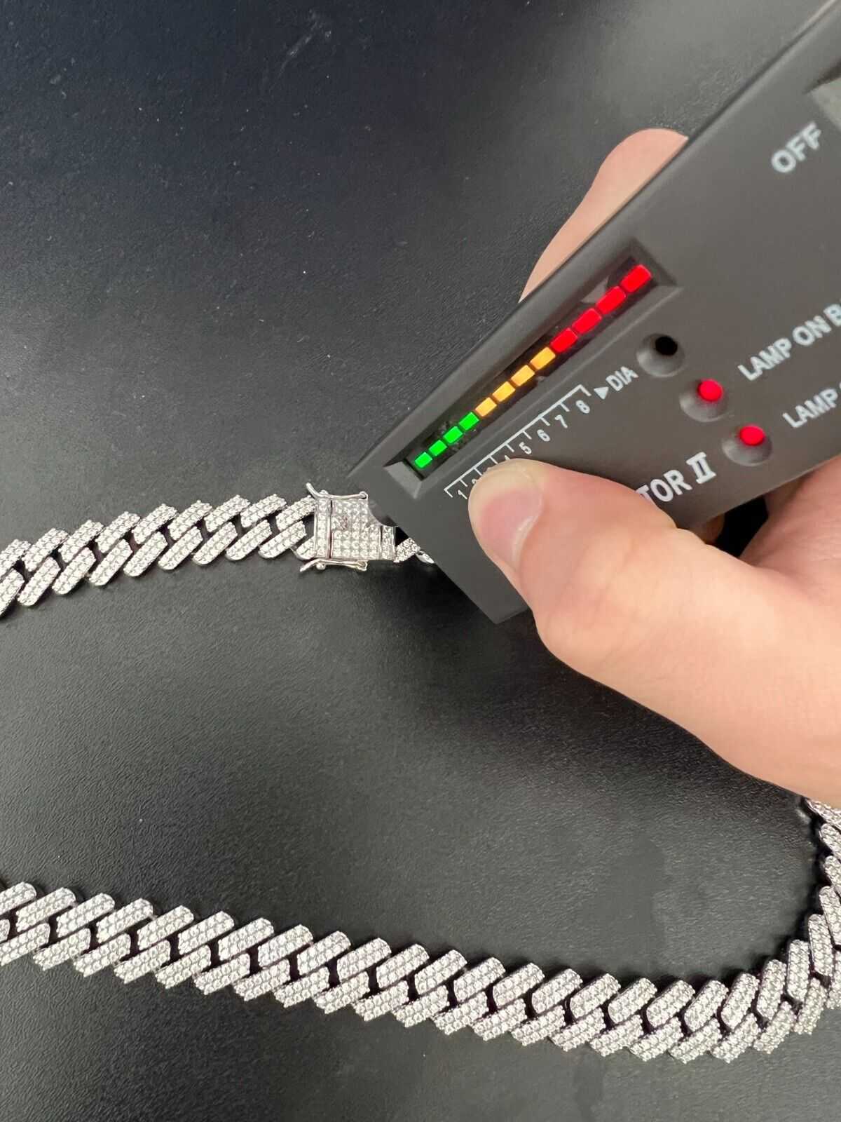 23.97ct Moissanite Real Miami Cuban Link Chain Iced Hip Hop 925 Silver Necklace