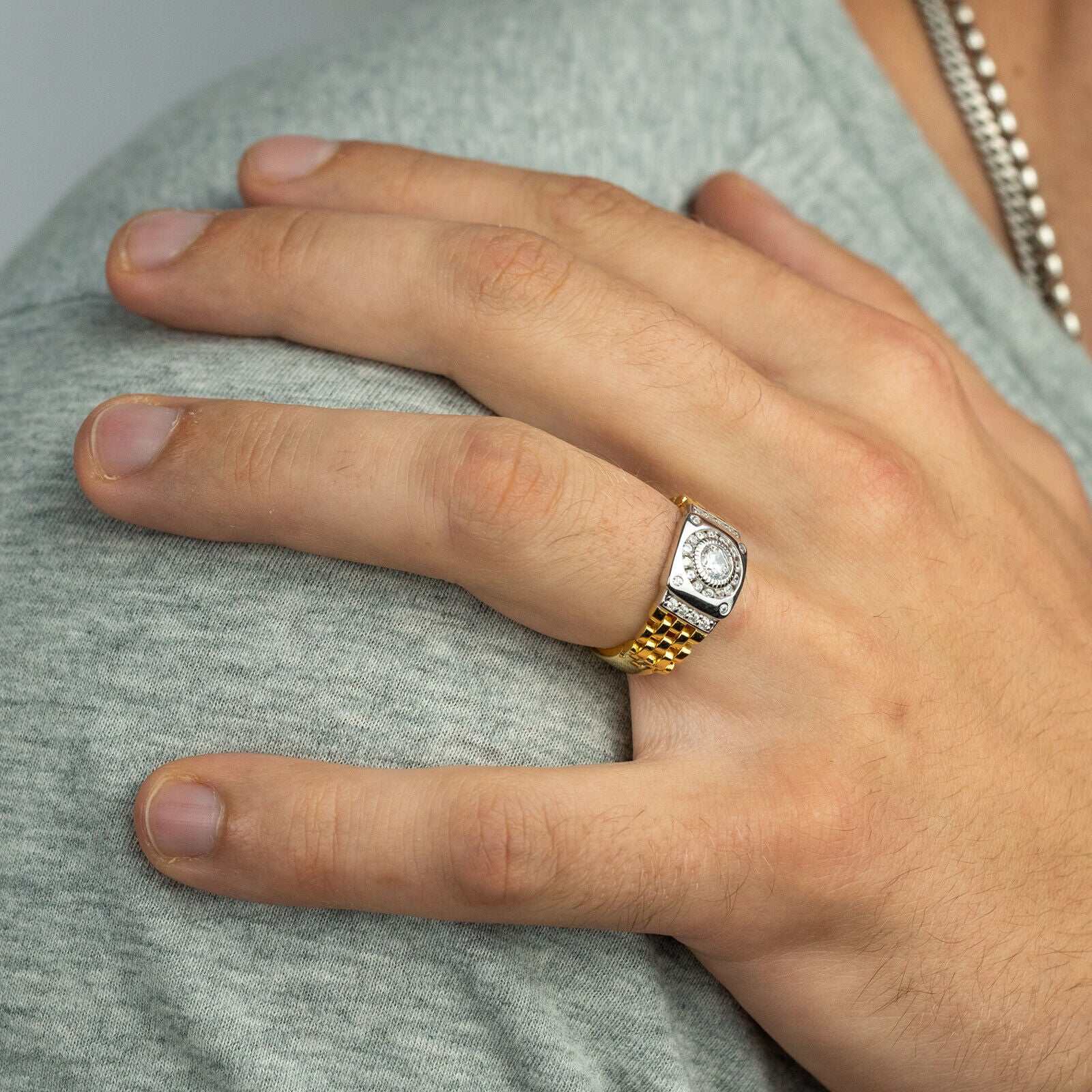 10K Vermeil Gold Watch Design Ring - 925 Sterling Silver