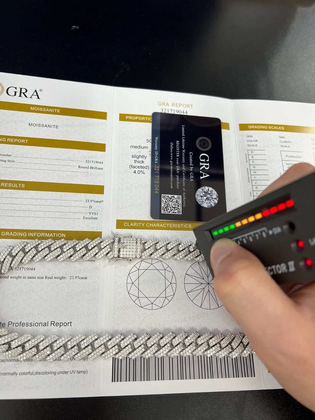 23.97ct Moissanite Real Miami Cuban Link Chain Iced Hip Hop 925 Silver Necklace