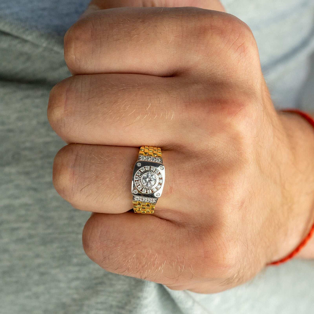 10K Vermeil Gold Watch Design Ring - 925 Sterling Silver