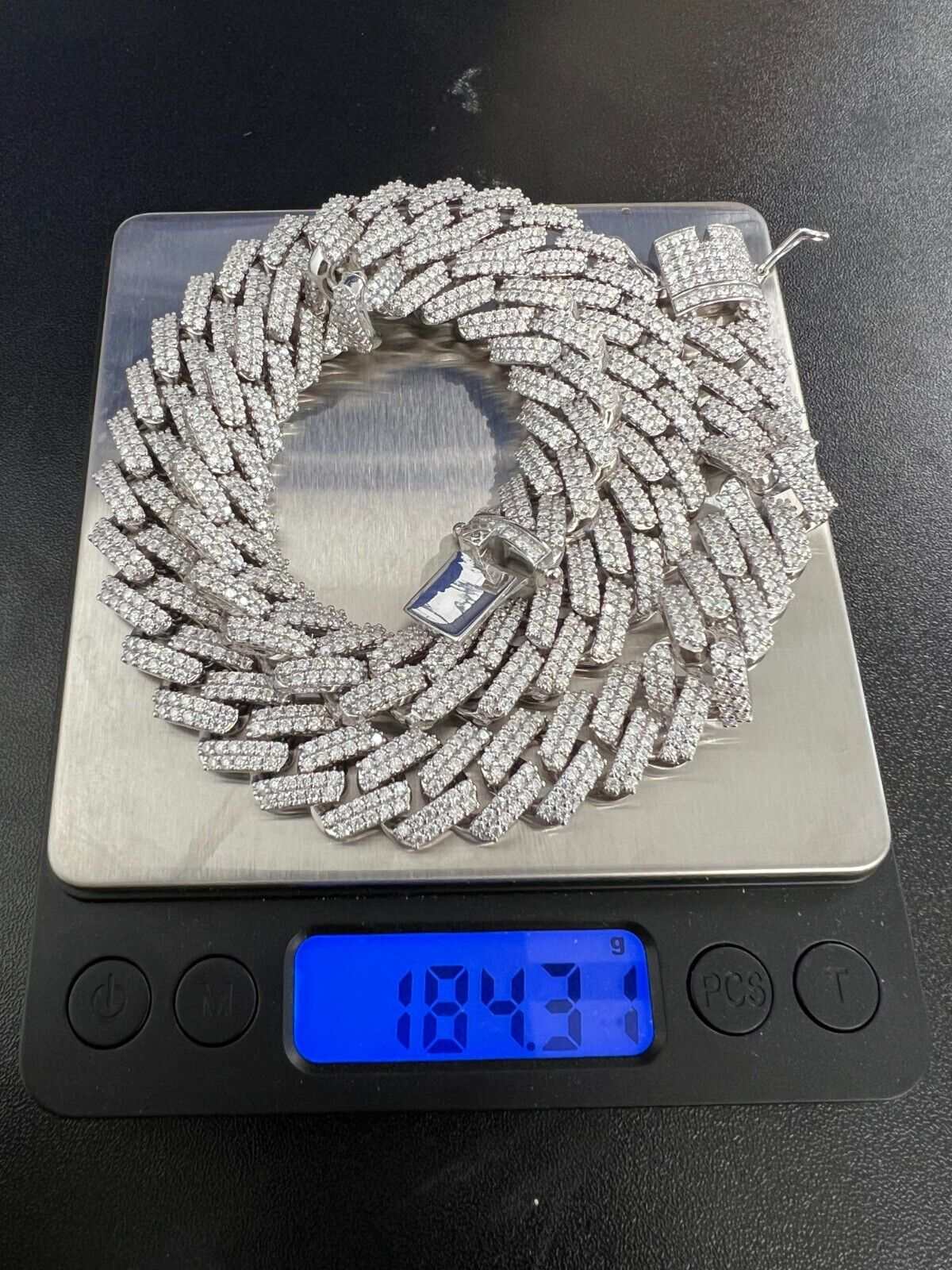 23.97ct Moissanite Real Miami Cuban Link Chain Iced Hip Hop 925 Silver Necklace