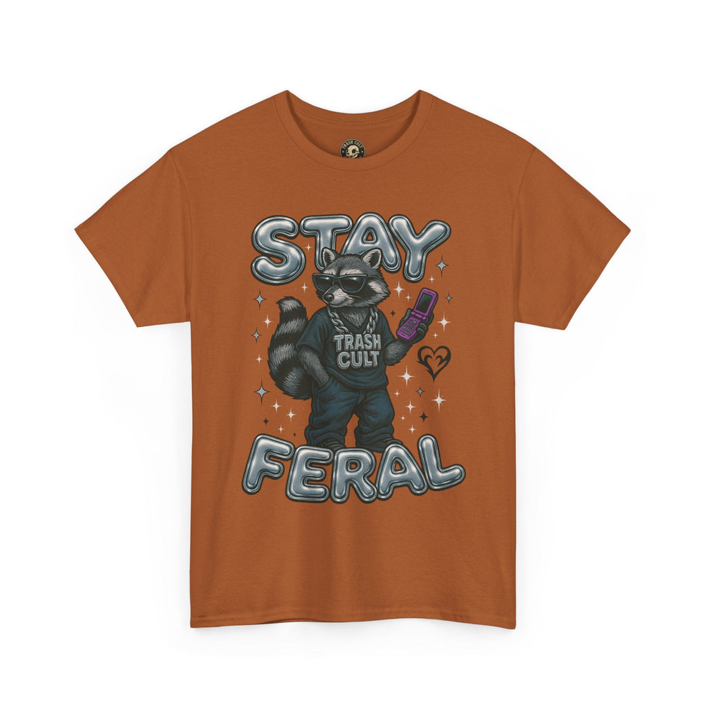 Stay Feral Chrome Raccoon Tee – Y2K Streetwear Trash Cult Shirt