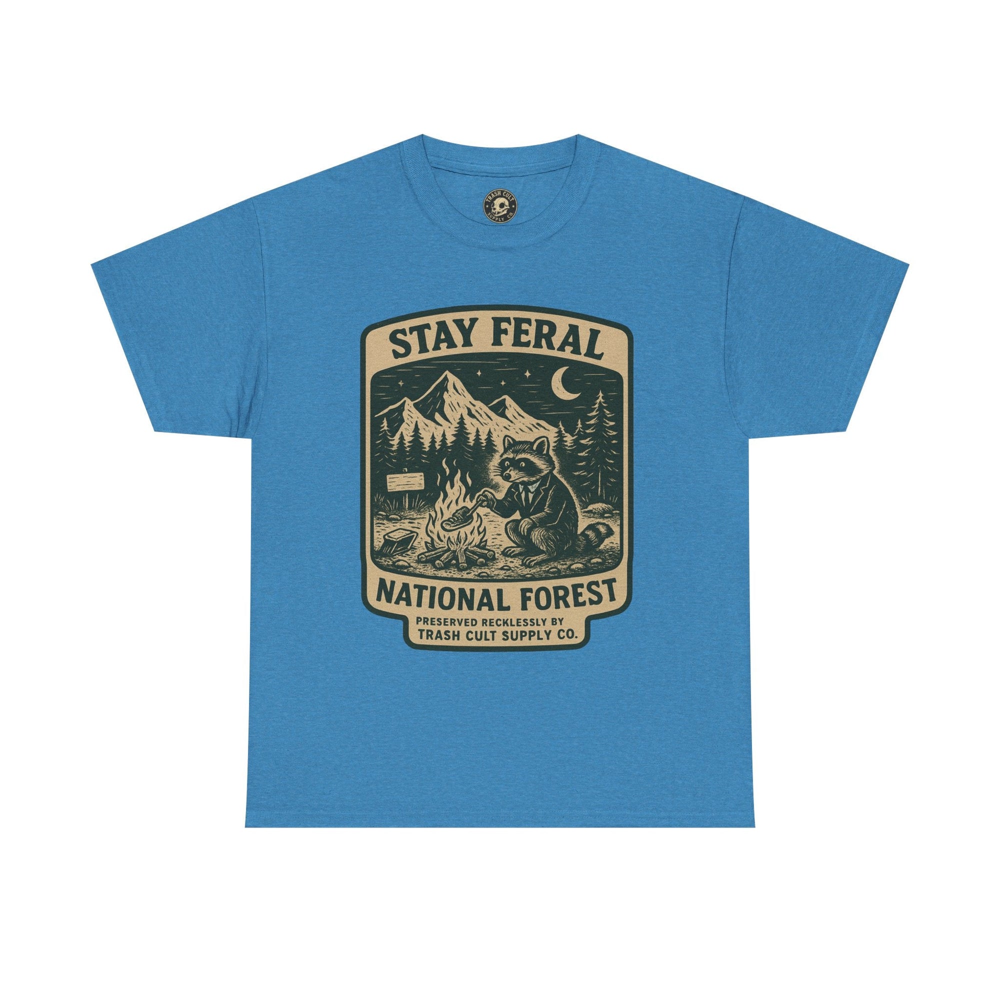 Stay Feral National Forest Shirt – Vintage Raccoon Camping Tee – Trash Cult Supply Co – Gildan 5000