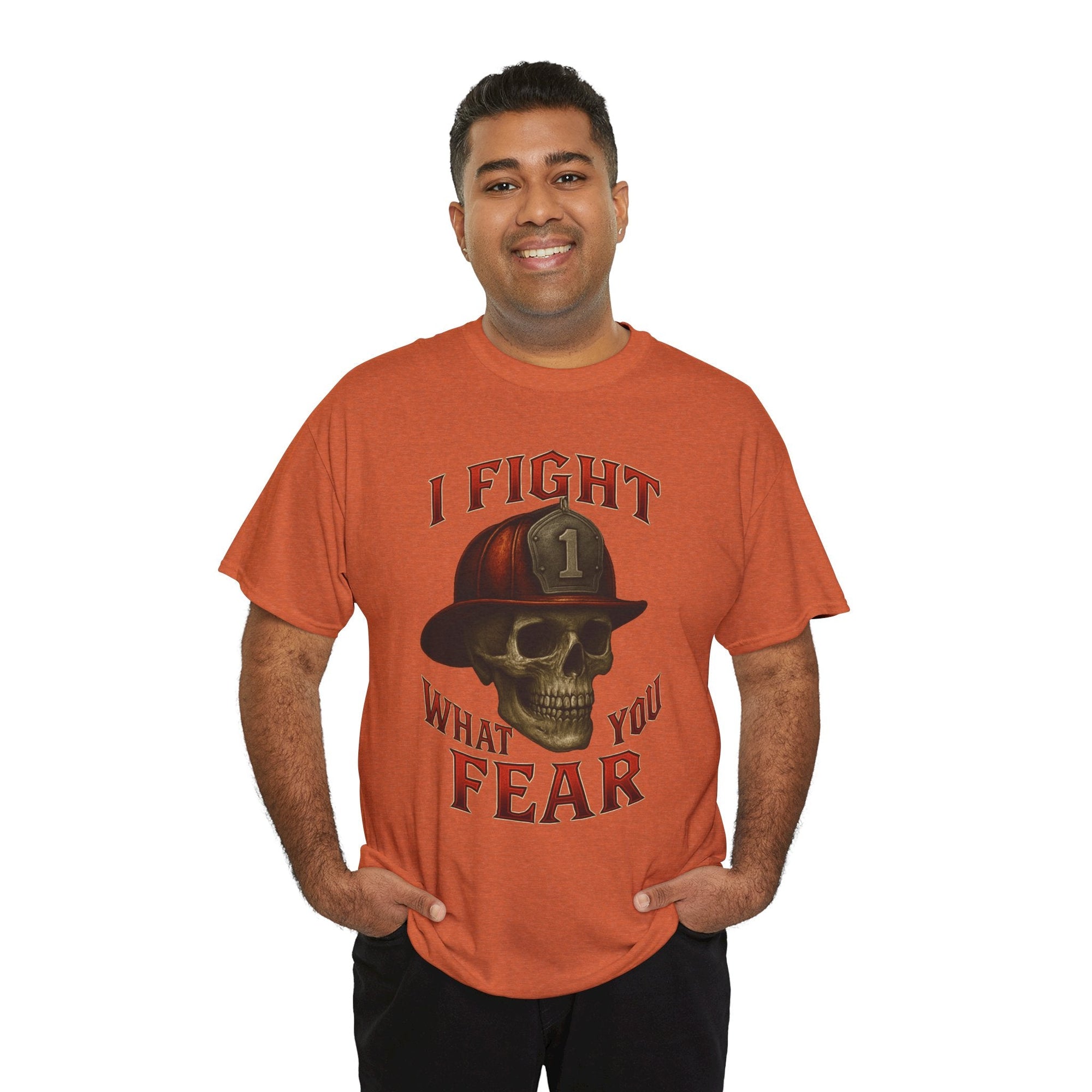 Skull Firefighter Tee - I Fight What You Fear, Casual Shirt, Gift for Firefighters, Halloween Costume, Unisex Apparel